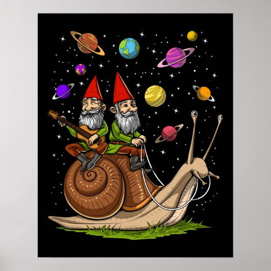 Gnomes Riding Snail Poster (Vorne)