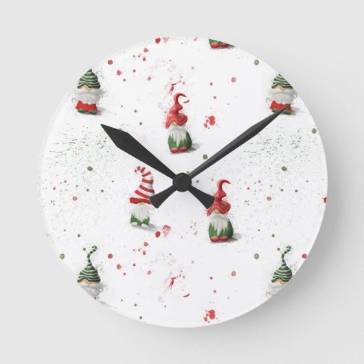 Gnomes Runde Wanduhr (Vorderseite)