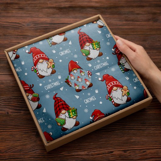 Gnomes Santa Claus | Christmas Red Tissue Paper Seidenpapier