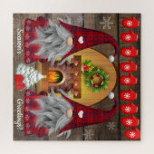 Gnomes Season's Grüße Weihnachten am Feuerplatz Puzzle (Horizontal)