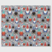 Gnomes Snowflake Illustrationen Weihnachtsmuster Geschenkpapier (Flach)