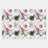 Gnomes Snowflakes Festive Nordic Christmas Pattern Geschenkpapier Set (Vorderseite)