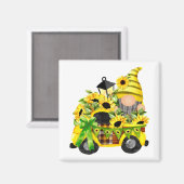 Gnomes Sunflower Truck Square Magnet (Vorderseite/Rückseite)