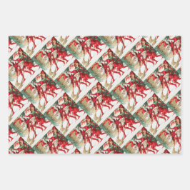 Gnomes sweeping snow with a broom geschenkpapier set