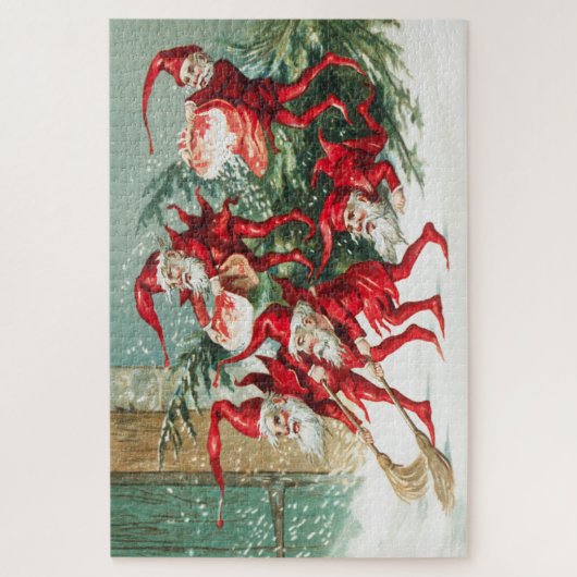 Gnomes sweeping snow with a broom puzzle (Vertikal)