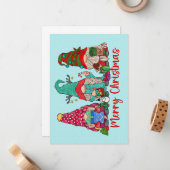 Gnomes Trio Christmas Grußkarte Mitteilungskarte (Vorderseite/Rückseite Beispiel)