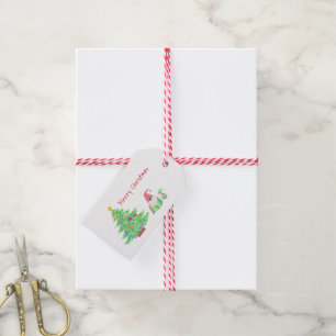 Gnomes unter den Weihnachtsbaum-Gift-Tags Geschenkanhänger