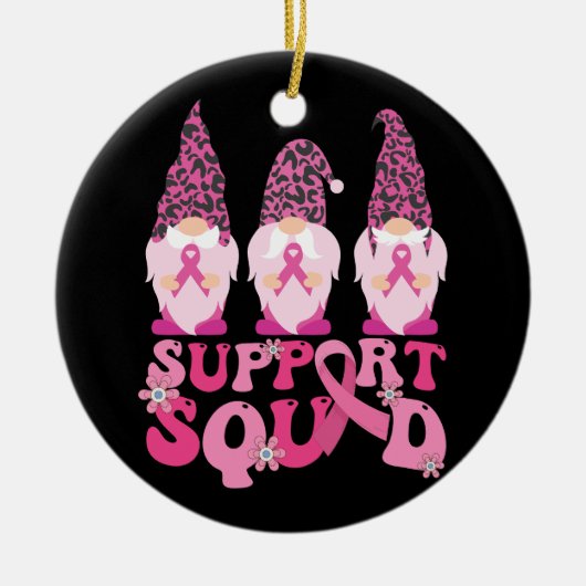 Gnomes unterstützen Squad Brustkrebs-Bewusstsein Keramik Ornament (Vorne)
