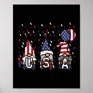Gnomes Usa US American Flag Gedenktag 4. Ju Poster