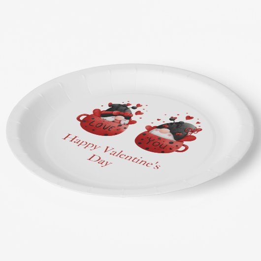 Gnomes Valentinstag Personalisiert Pappteller (Schrägansicht)