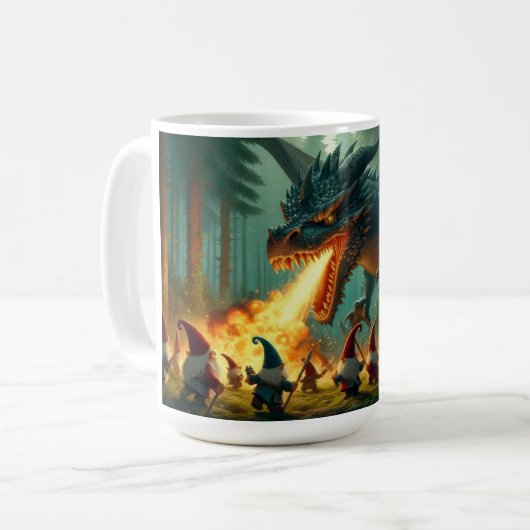 Gnomes vs Dragon Kaffeetasse (Vorderseite Links)