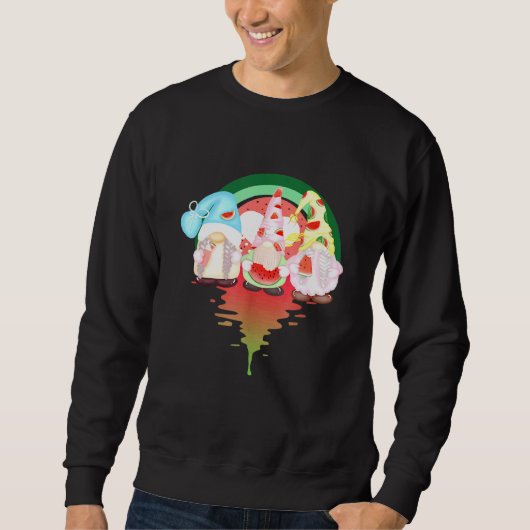 Gnomes Watermelon Vaporwave Sunset Summer Sweatshirt (Vorderseite)