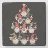 Gnomes Weihnachtsbaum Funny Xmas Feiertage Steinuntersetzer (Vorderseite)