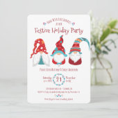 Gnomes Weihnachtsfeier Niedlicher Spaß Einladung (Stehend Vorderseite)