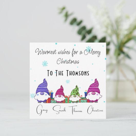 Gnomes Weihnachtskarte Feiertagskarte (Stehend Vorderseite)