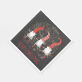 Gnomes Whimsical Frohe Weihnachts Red Black Serviette (Ecke)