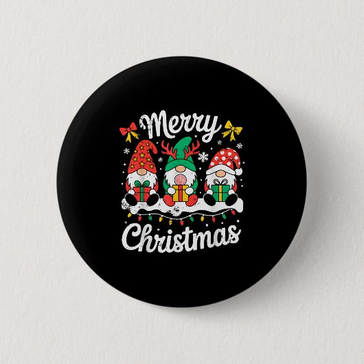 Gnomes Xmas lustige fröhliche Weihnachtsfeier für  Button (Vorderseite)