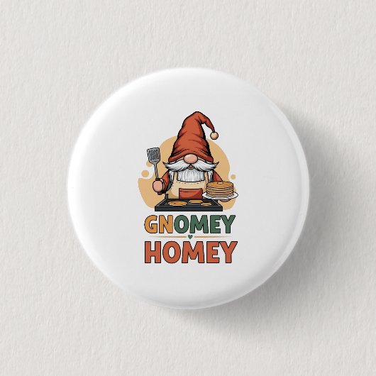 Gnomey Home Pancakes Design Button (Vorderseite)