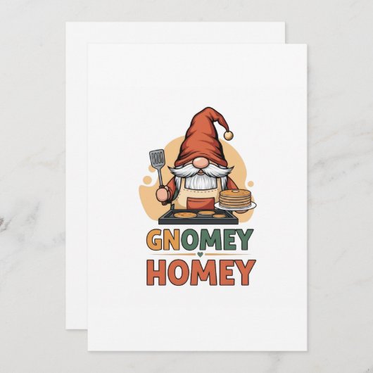 Gnomey Home Pancakes Design Einladung (Vorne/Hinten)