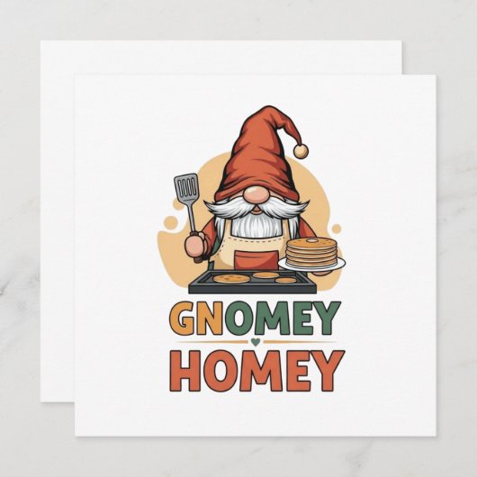 Gnomey Home Pancakes Design Einladung (Vorne/Hinten)