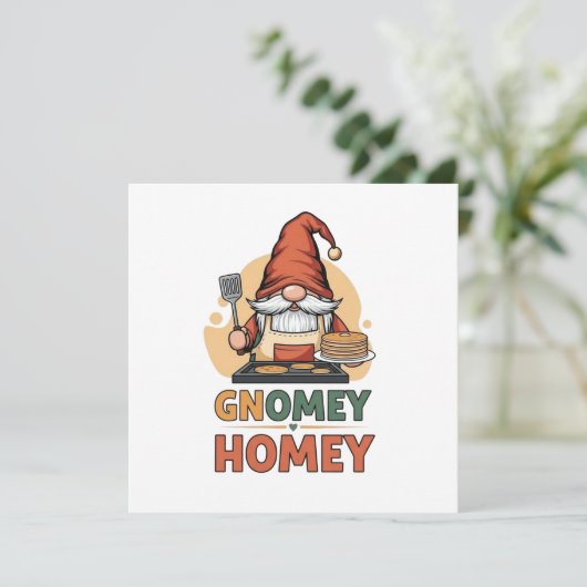 Gnomey Home Pancakes Design Einladung (Stehend Vorderseite)