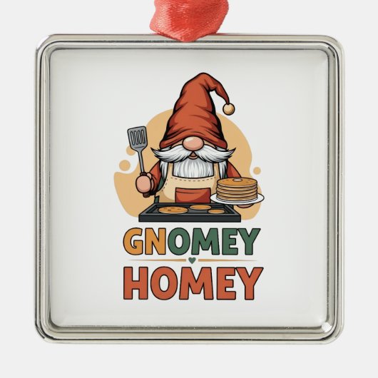 Gnomey Home Pancakes Design Ornament Aus Metall (Vorne)
