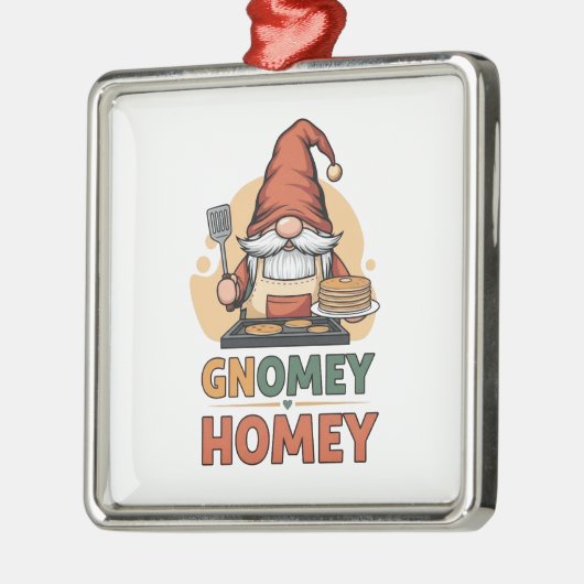 Gnomey Home Pancakes Design Ornament Aus Metall (Links)