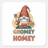 Gnomey Home Pancakes Design Quadratischer Aufkleber (Vorderseite)