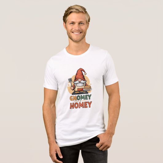 Gnomey Home Pancakes Design Tri-Blend Shirt (Vorderseite voll)
