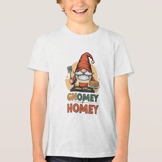 Gnomey Home Pancakes Design Tri-Blend Shirt (Vorderseite)