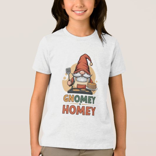 Gnomey Home Pancakes Design Tri-Blend Shirt (Vorderseite)