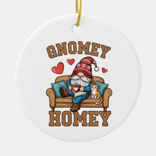 Gnomey homey gnome auf Zuhause design Keramik Ornament (Vorne)