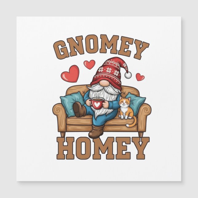 Gnomey homey gnome auf Zuhause design Magnetkarte (Vorderseite)