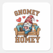 Gnomey homey gnome auf Zuhause design Quadratischer Aufkleber (Vorderseite)