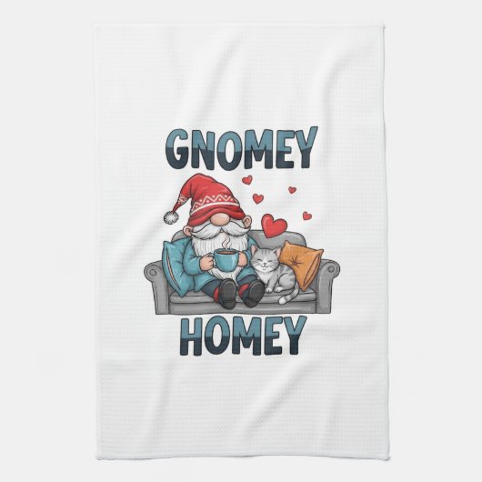 Gnomey homey gnome auf Zuhause Geschirrtuch (Vertikal)
