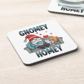 Gnomey homey gnome auf Zuhause Getränkeuntersetzer (Linke Seite)