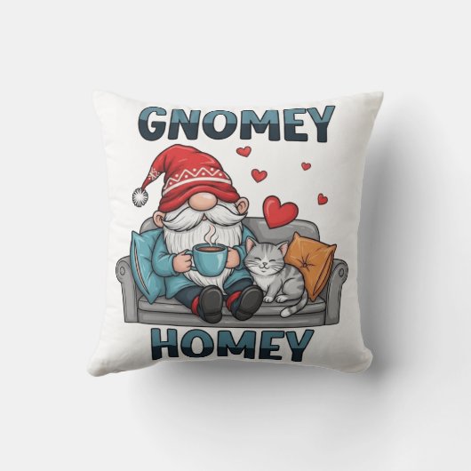 Gnomey homey gnome auf Zuhause Kissen (Rückseite)