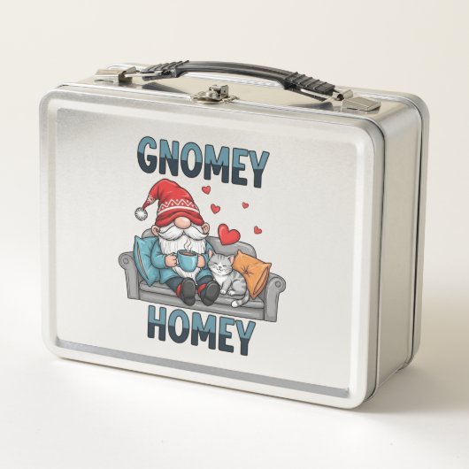 Gnomey homey gnome auf Zuhause Metal Lunchbox (Vorderseite)