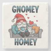 Gnomey homey gnome auf Zuhause Steinuntersetzer (Vorderseite)