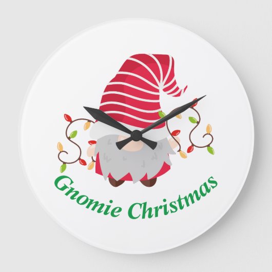 Gnomie Christmas Large Clock Große Wanduhr (Vorderseite)