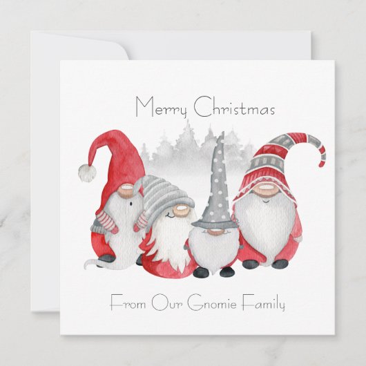 Gnomie Family Christmas Card Dankeskarte (Vorderseite)