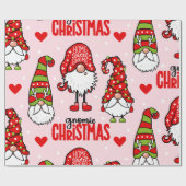 Gnomie Santa Faces Weihnachtswrapping Paper Geschenkpapier (Flach)