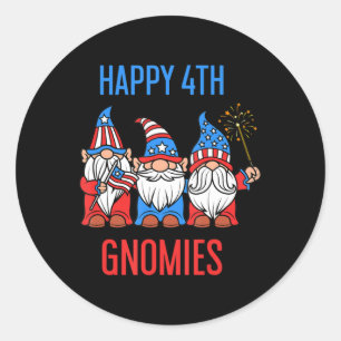 Gnomies 4. Juli Patriotic Pride Gnomes USA Runder Aufkleber