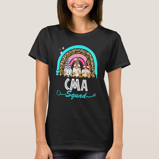 Gnomies Cma Nurse Nurse Leopard Rainbow Nurse Da T-Shirt (Vorderseite)