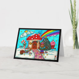 Gnomie's Holiday Mushroom House Card Karte