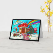 Gnomie's Holiday Mushroom House Card Karte (Gelbe Blume)