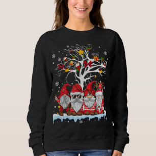 Gnomies in Red Gnome Weihnachten Ugly Tree Lights  Sweatshirt
