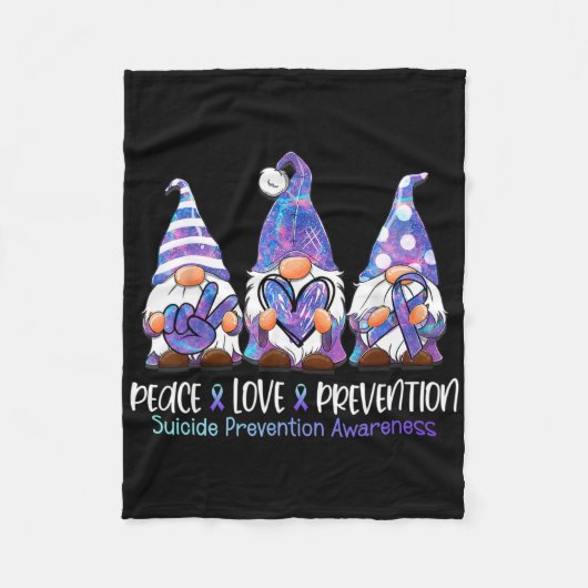 Gnomies Lover Peace Liebe Prevention Suicide Aware Fleecedecke (Vorderseite)