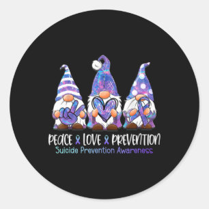 Gnomies Lover Peace Liebe Prevention Suicide Aware Runder Aufkleber