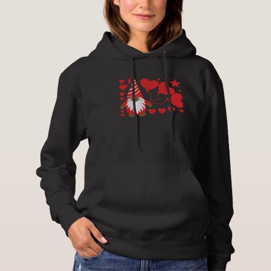 Gnomies Lovers Design Big Red Heart Valentines Day Hoodie (Vorderseite)
